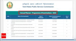 TNPSC annual calendar 2025 released on tnpsc.gov.in, combined services exams expected in June-July next year