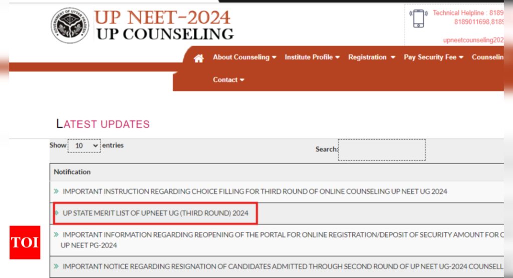 UP NEET UG Counselling 2024 Round 3 merit list released: Check direct link here