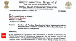 CBSE Class 10, 12 practical exams 2025 for winter-bound schools to begin on November 5, check details here