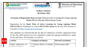 NTA SWAYAM July 2024 registration last date extended: Check details here