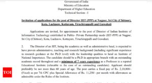 Ministry of Education notifies IIIT Director recruitment for multiple campuses, offers fixed salary of over ₹2 lakh