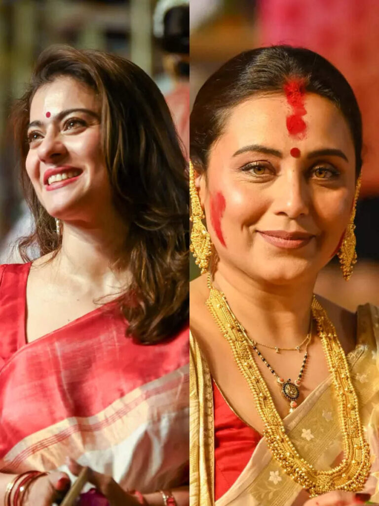 Kajol-Rani Mukerji stun in traditional Bengali finery for Sindoor Khela