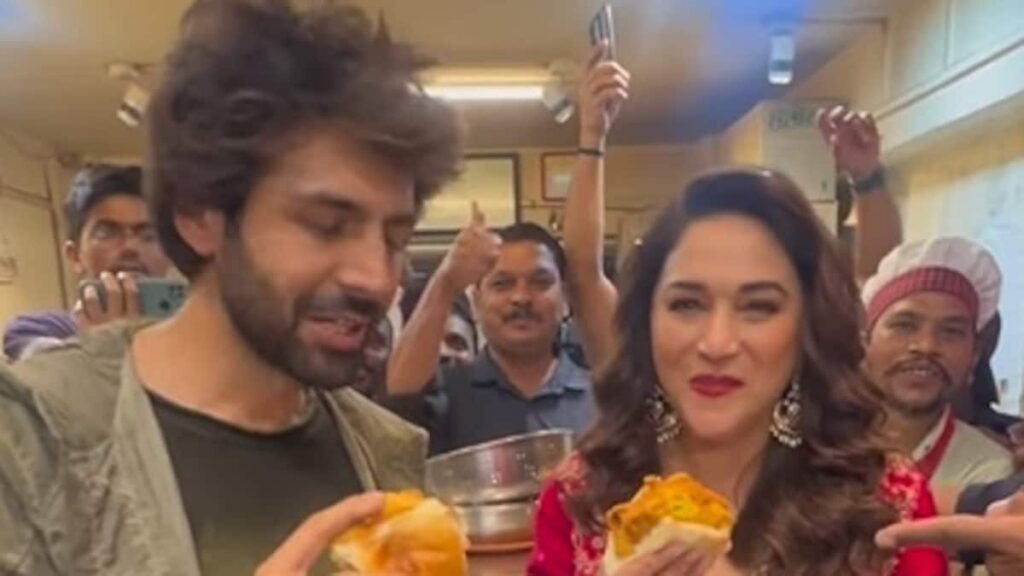 Kartik Aaryans Pune Pit Stop Turns Into A Vada Pav Date With Madhuri Dixit