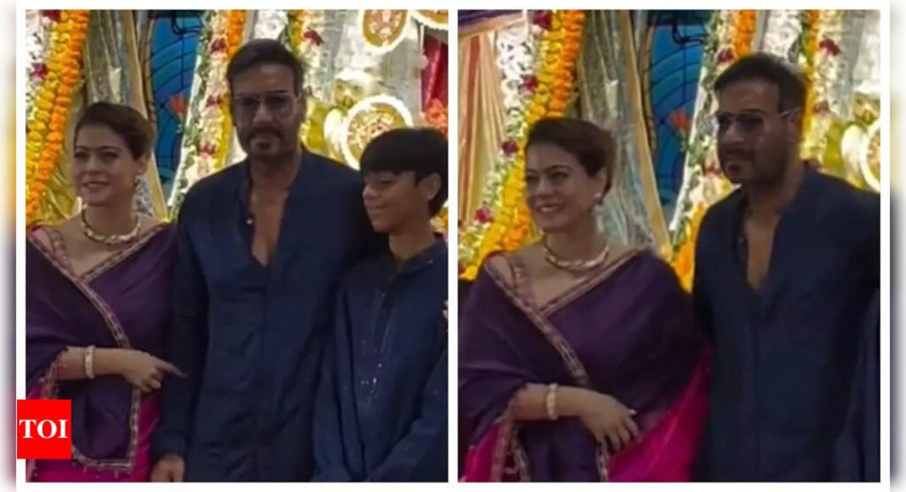 Kjol pinches hubby Ajay Devgn while posing for pictures; fans say 'It's a Biwi thing' |