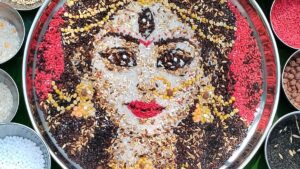 Maa Durga’s Portrait Created From Grains Steals The Spotlight This Navratri