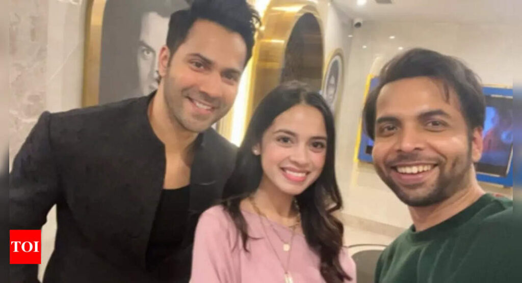 Nitanshi Goel strike a pose with with Varun Dhawan and Abhishek Banerjee; calls them 'cool humans' | Hindi Movie News