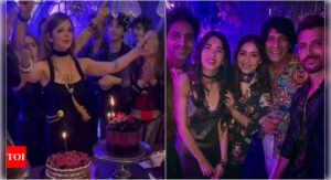 Sussanne Khan shares a sweet kiss with Arslan Goni at her 49th birthday celebration, Hrithik Roshan and Saba Azad attend the bash with sons Hrehaan and Hridhaan