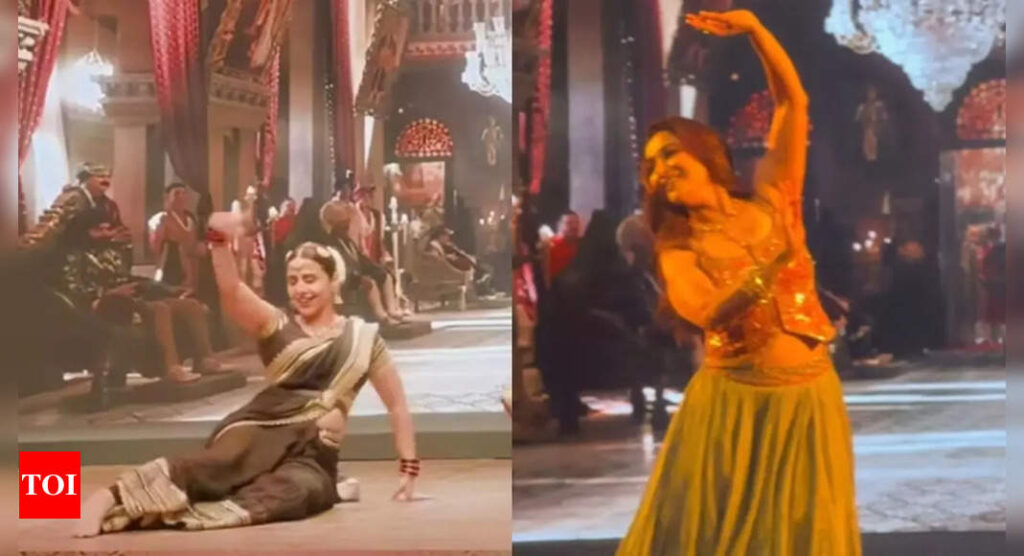 Vidya Balan covers up stage fall with smooth move while performing 'Ami Je Tomar' with Madhuri Dixit - WATCH