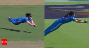 Watch: Radha Yadav steals the show with two jaw-dropping catches against New Zealand | Cricket News