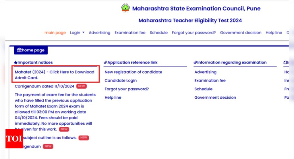 Maha TET 2024 admit card released: Check direct link here