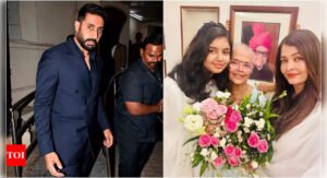 Abhishek Bachchan spotted at movie theatre while Aishwarya Rai Bachchan and Aaradhya Bachchan honour Krishnaraj Rai’s birth anniversary | Hindi Movie News