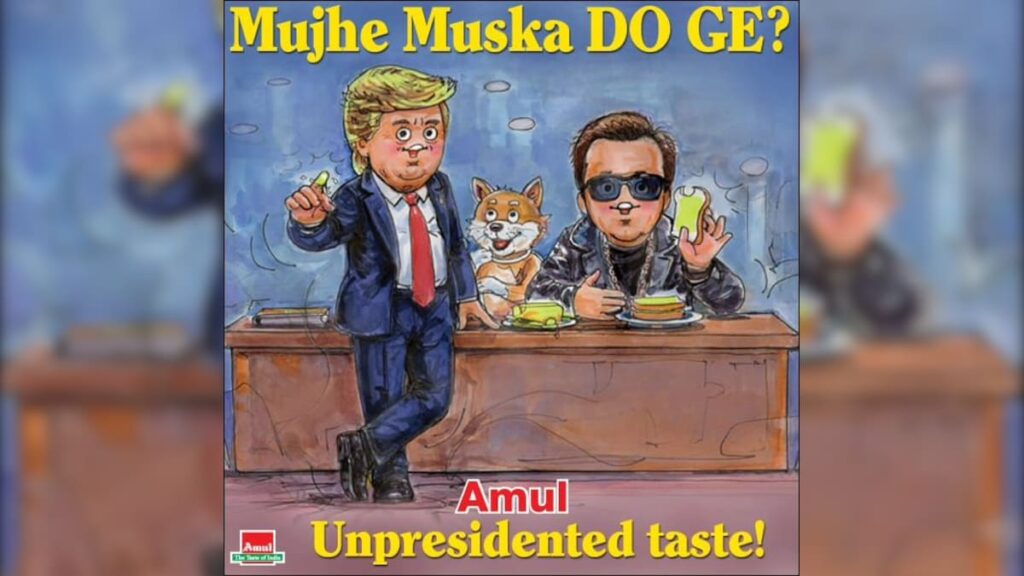 "Mujhe Muska Do Ge?" - Amuls Topical Unites Trump And Musk In A Witty Manner