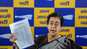 Delhi Chief Minister Atishi addresses a press conference, in New Delhi, Tuesday, Nov. 26, 2024.