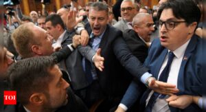 Serbia Parliament Clash News: Opposition lawmakers clash with Serbian government during Parliament session | World News