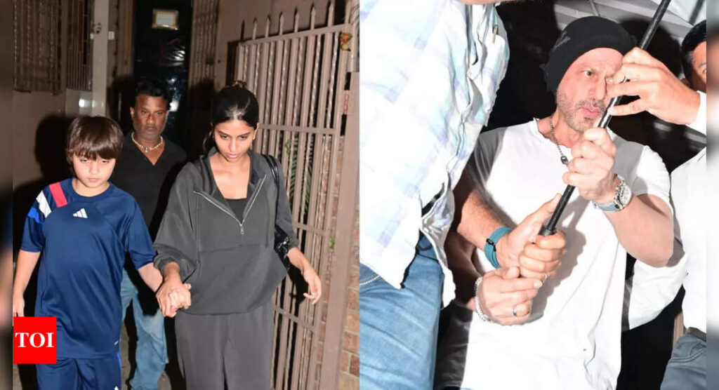 Shah Rukh Khan spotted at a dubbing studio, Suhana Khan takes care of AbRam during their day out | Hindi Movie News