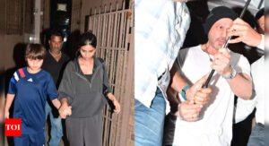 Shah Rukh Khan spotted at a dubbing studio, Suhana Khan takes care of AbRam during their day out | Hindi Movie News