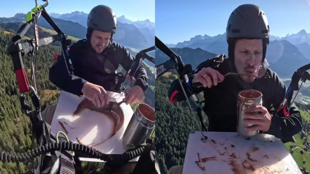 Watch: Chef Tempers Chocolate While Paragliding In Switzerland, Internet Reacts