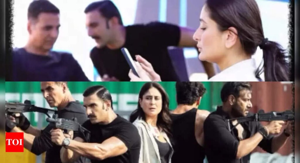 ​Kareena Kapoor drops BTS photos with Ajay Devgn and others: 'Aali re Aali aata Singham Chi Diwali Aali'- WATCH video | Hindi Movie News