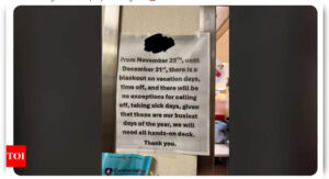 ‘No time off or sick leaves’: Company imposes blackout on vacation days till December 31st; employees express discontent |